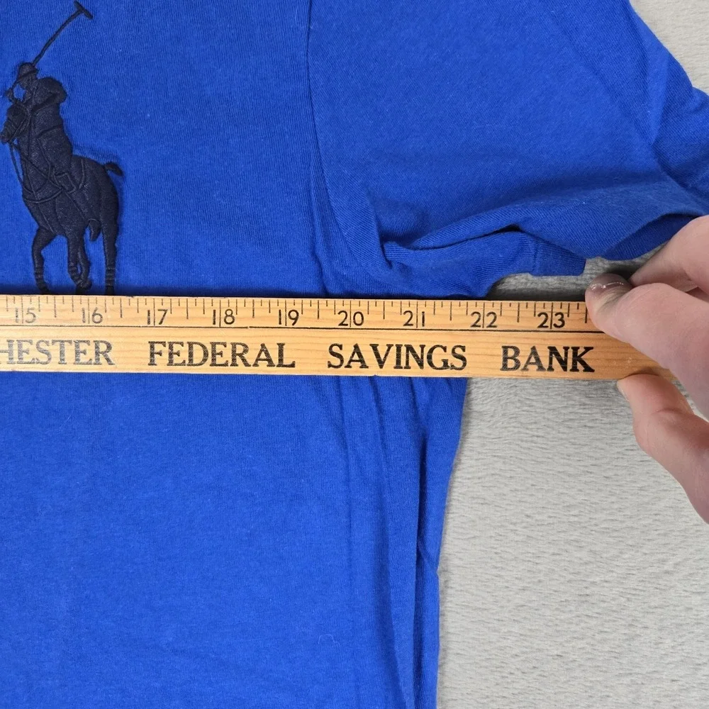 Polo Ralph Lauren T-Shirt Mens Large Big Pony Jersey Blue #3 Cotton Short Sleeve